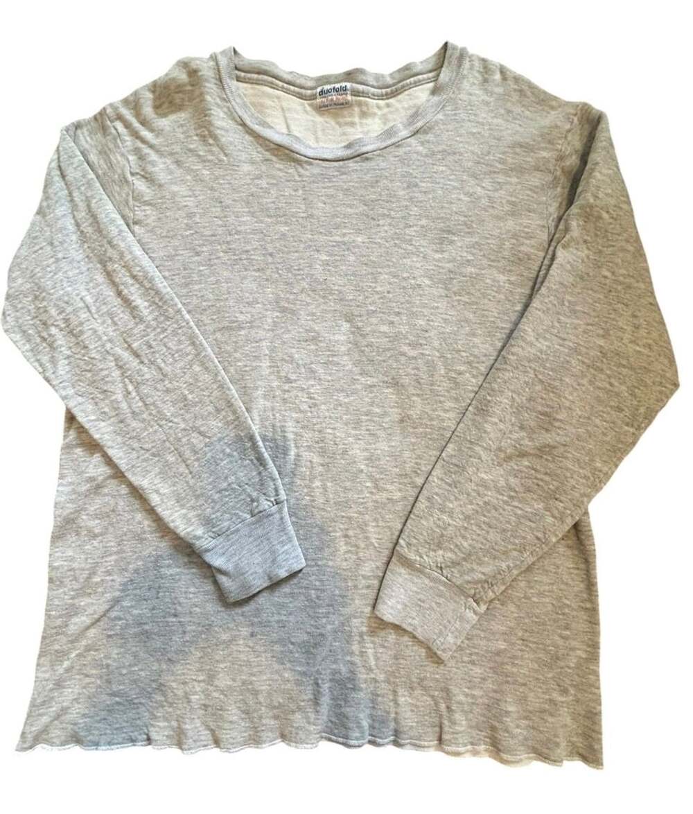 Vintage Duofold Two Layer Fabric Long Sleeve Shirt Size Grey